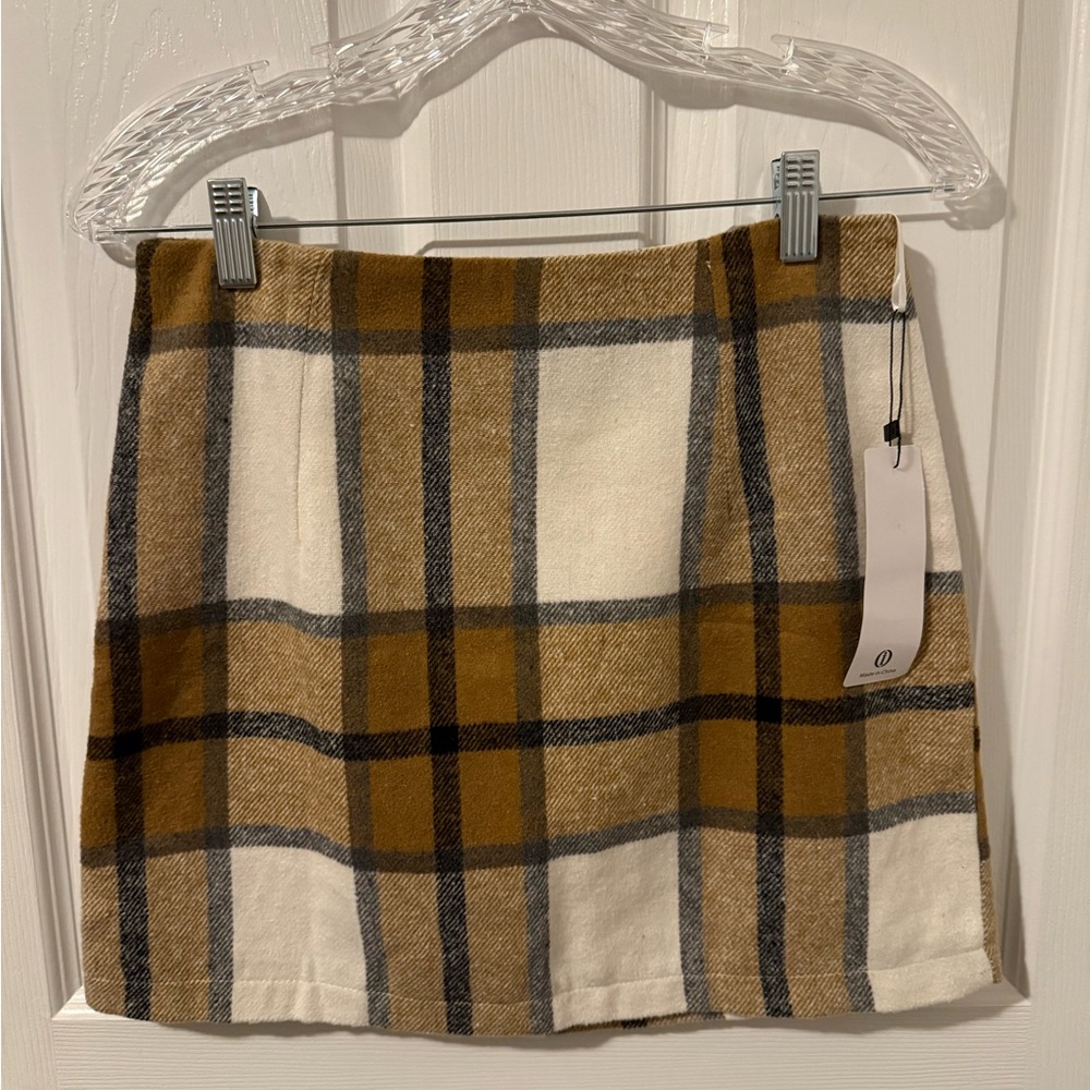 Wool blend plaid skirt size small NWT